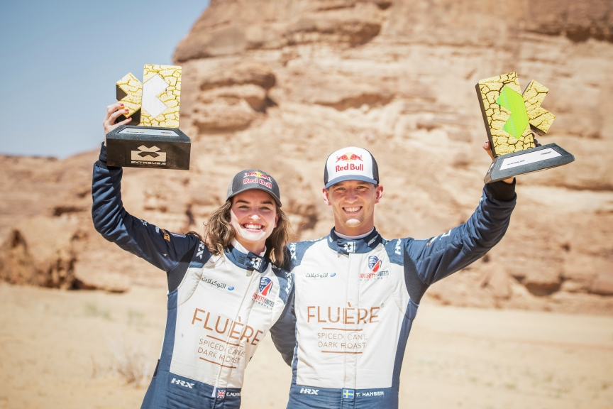 ALULA, SAUDI ARABIA - APRIL 04: Catie Munnings (GBR)/Timmy Hansen (SWE), Andretti United Extreme E during the Desert X-Prix at AlUla on April 04, 2021 in AlUla, Saudi Arabia. (Photo by Charly Lopez / LAT Images)