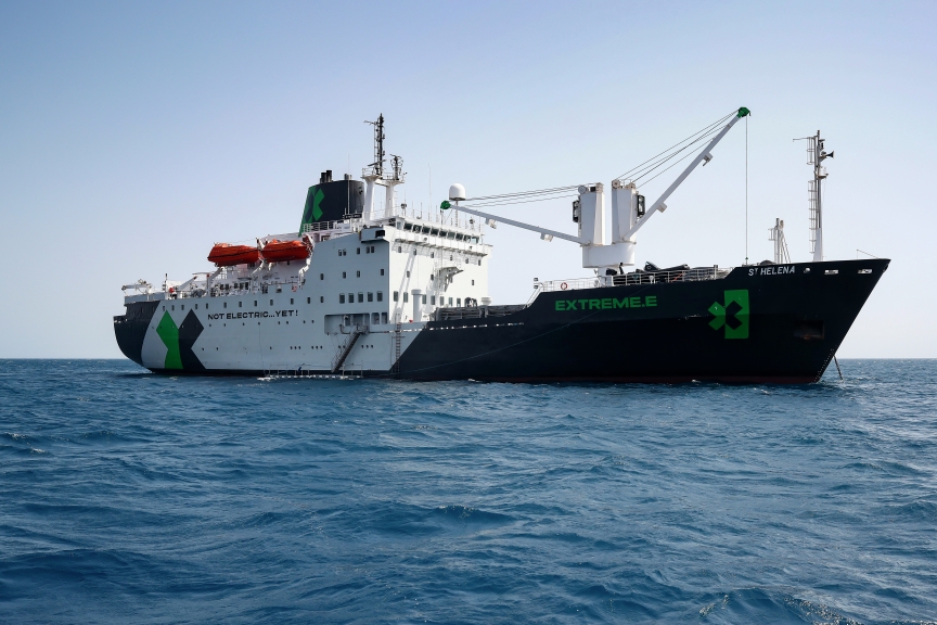 MARCH 30: The St Helena logistics ship during the Saudi Arabia on March 30, 2021. (Photo by Colin McMaster / LAT Images)