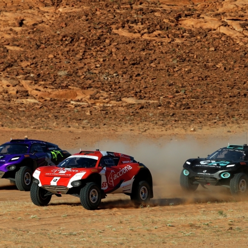 Molly Taylor (AUS)/Johan Kristoffersson (SWE), Rosberg X Racing, Laia Sanz/Carlos Sainz (ESP), Acciona | Sainz XE Team, and Cristina Gutierrez (ESP)/Sebastien Loeb (FRA), X44
