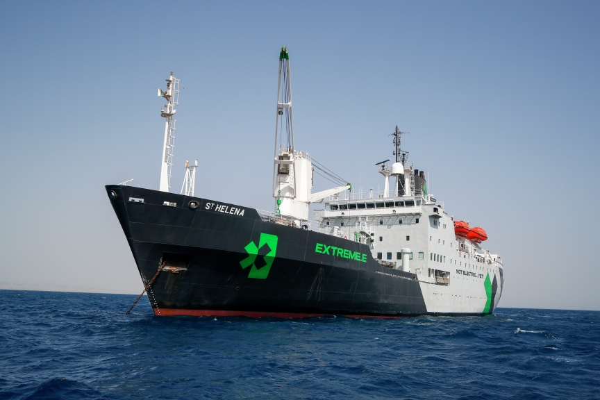 MARCH 30: The St Helena logistics ship during the Saudi Arabia on March 30, 2021. (Photo by Colin McMaster / LAT Images)