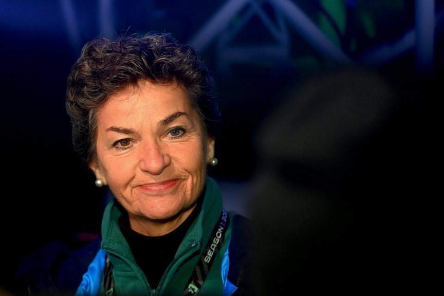 KANGERLUSSUAQ, GREENLAND - AUGUST 29: Christiana Figueres founding partner at global optimism during the Arctic X-Prix at Kangerlussuaq on August 29, 2021 in Kangerlussuaq, Greenland. (Photo by Sam Bagnall / LAT Images)