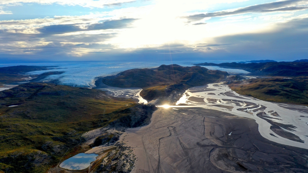 An aerial view of the paddock and the surrounding landscape