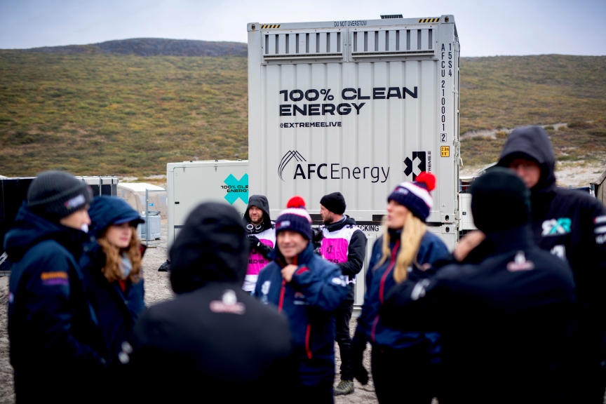 KANGERLUSSUAQ, GREENLAND - AUGUST 27: AFC Energy container in the paddock during the Arctic X-Prix at Kangerlussuaq on August 27, 2021 in Kangerlussuaq, Greenland. (Photo by Sam Bloxham / LAT Images)