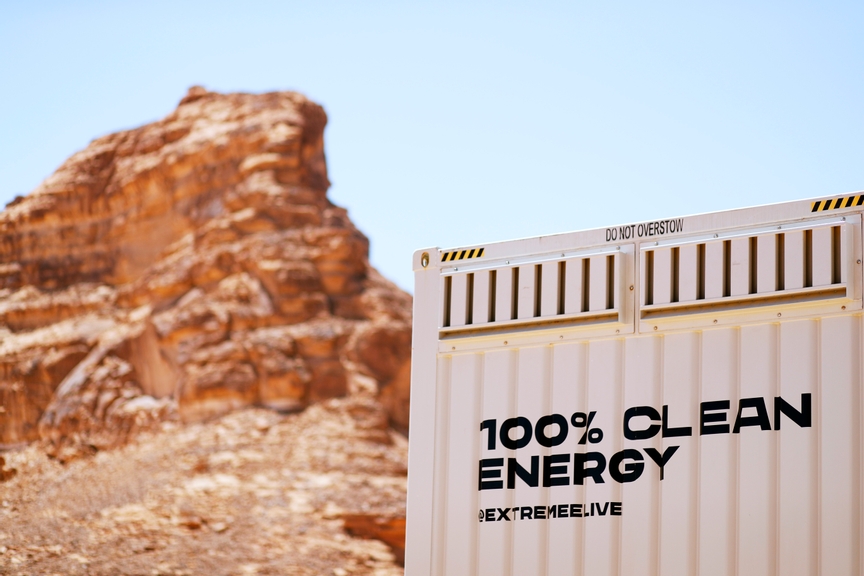 ALULA, SAUDI ARABIA - APRIL 01: AFC Energy containter during the Desert X-Prix at AlUla on April 01, 2021 in AlUla, Saudi Arabia. (Photo by Sam Bloxham / LAT Images)