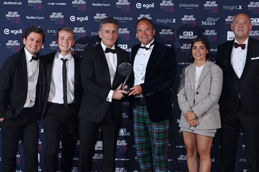 Mandatory Credit: Photo by Anthony Harvey/Shutterstock (12937081ai)
Enviromental Sustainability Award, in association with CSM Live - Extreme E, Season 1 - Alejandro Agag and Ali Russell, presented by Jamie Chadwick and Billy Monger
Sport Industry Awards, Press Room, Evolution London, UK - 12 May 2022