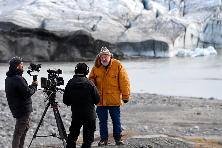 KANGERLUSSUAQ, GREENLAND - AUGUST 25: Peter Wadhams, Professor of Ocean Physics,
and Head of the Polar Ocean Physics Group
in the Department of Applied Mathematics and Theoretical Physics, University of Cambridge, on the Russell Glacier during the Arctic X-Prix at Kangerlussuaq on August 25, 2021 in Kangerlussuaq, Greenland. (Photo by Sam Bagnall / LAT Images)
